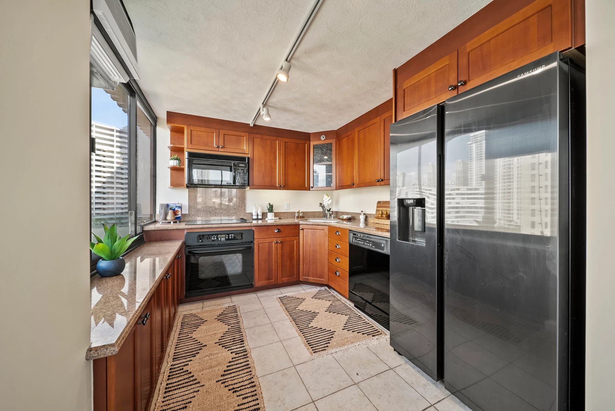 Dining area adjacent to modern kitchen