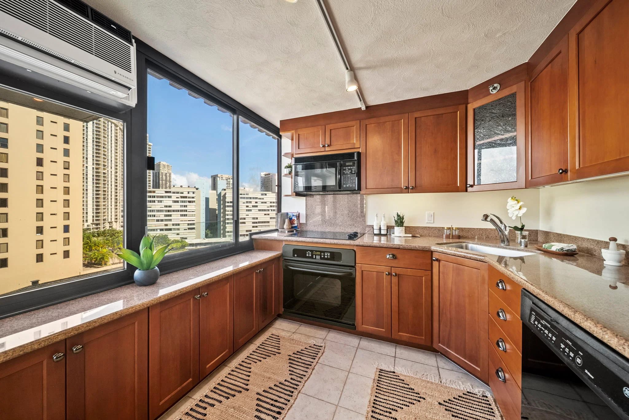 Kitchen with ample cabinet storage space