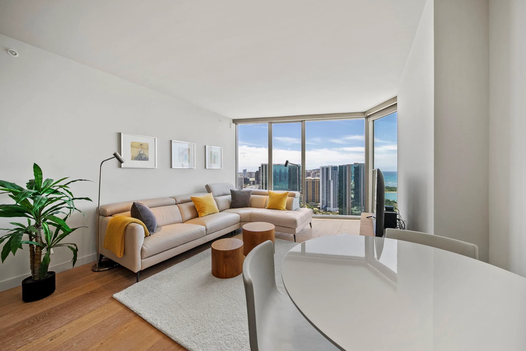 Living room with floor-to-ceiling windows