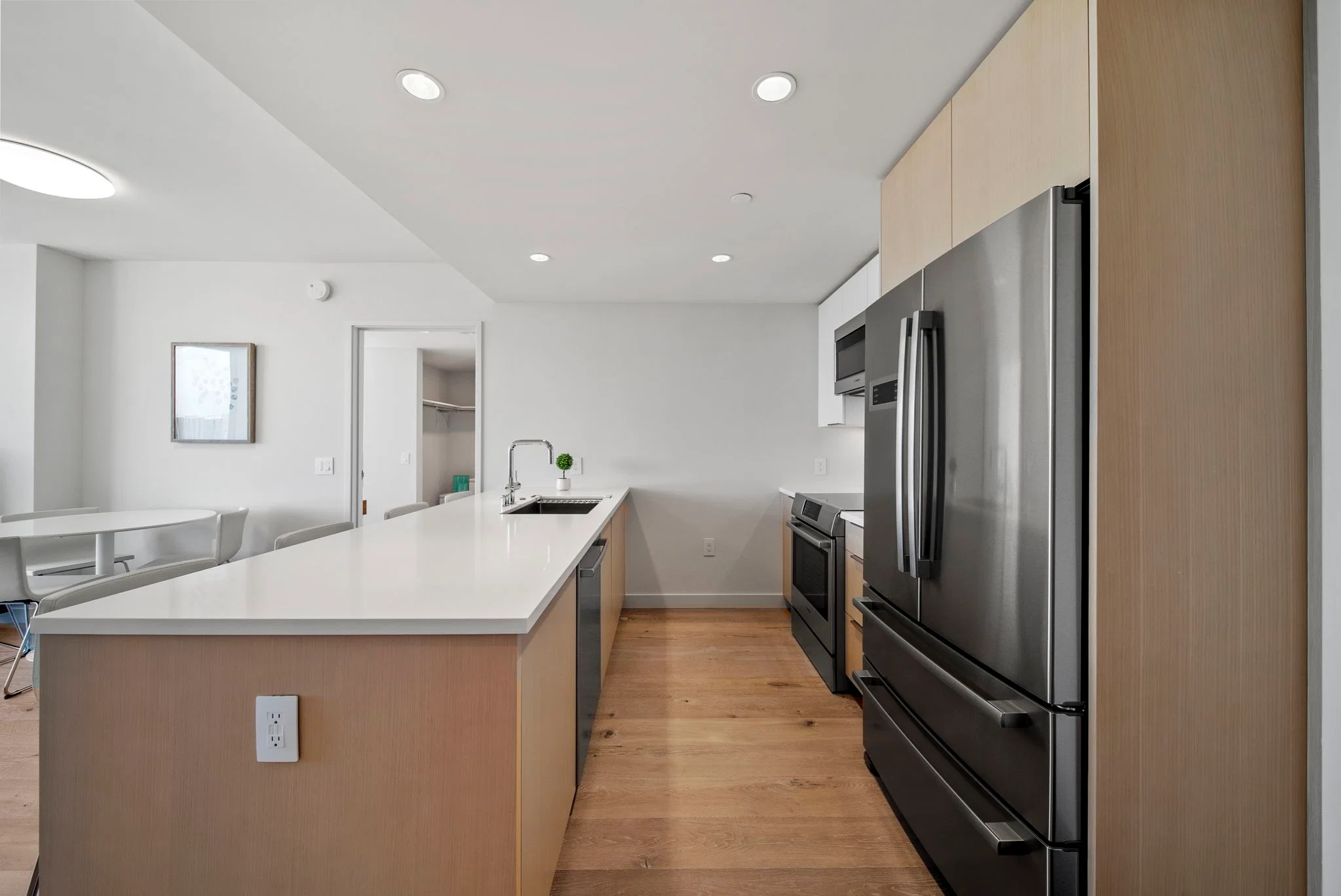 Contemporary kitchen with bar seating